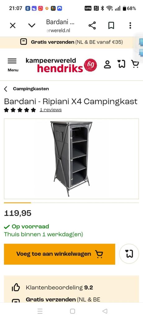 Bardani Ripiani X4 Campingkast - Handige Opbergkast, Ophalen, Zo goed als nieuw