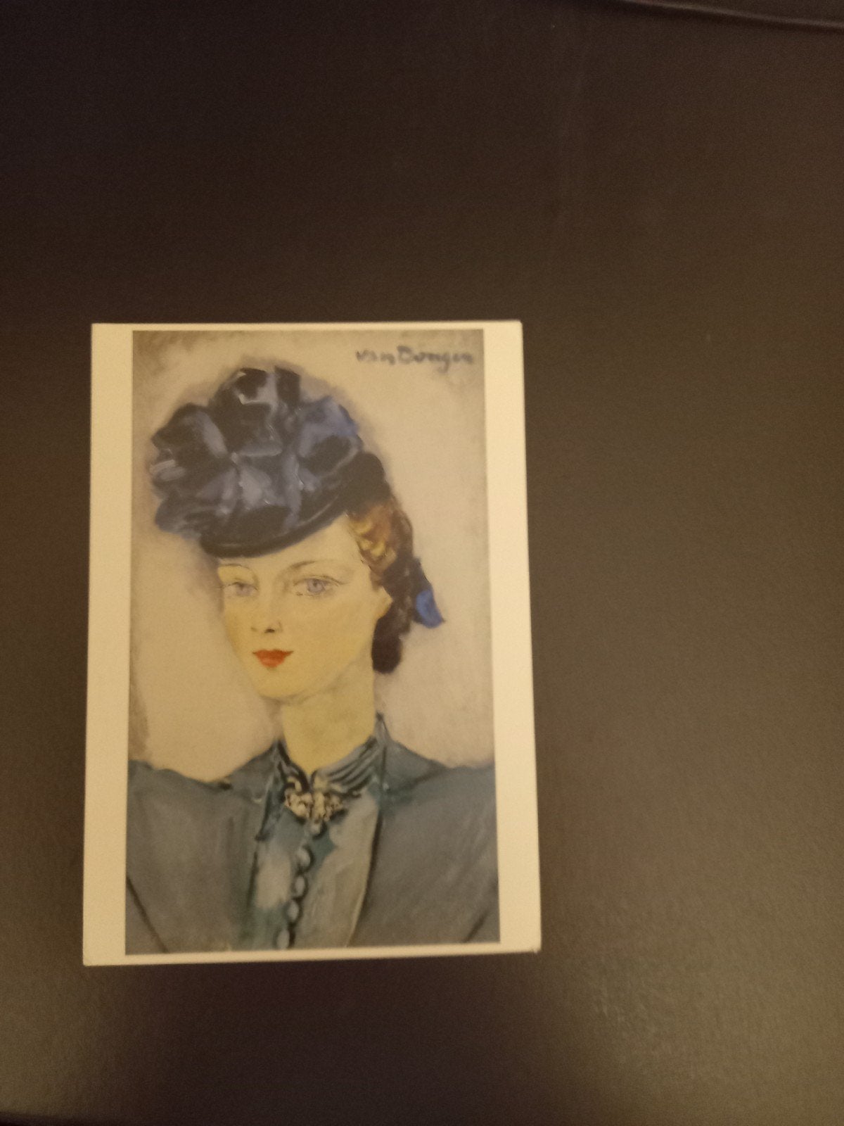 kunstkaart  van Dongen.Gelopen . Het blauwe hoedje, Verzenden, Voor 1920, Gelopen, Sterren en Beroemdheden
