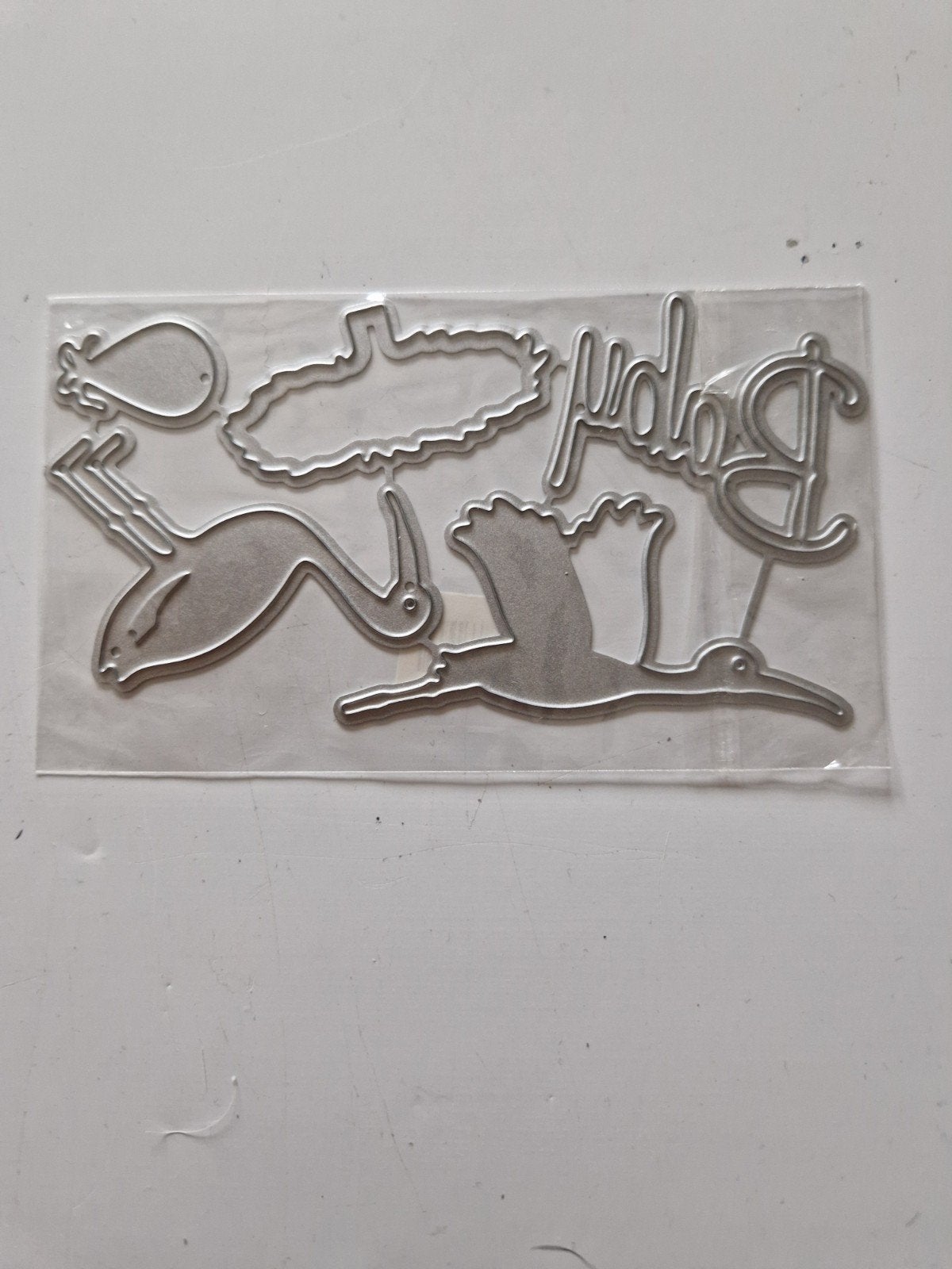 Snijmallen Ooievaar en Baby voor Kaarten Maken, Zilver, Overige thema's, Overige merken, Knutselmateriaal