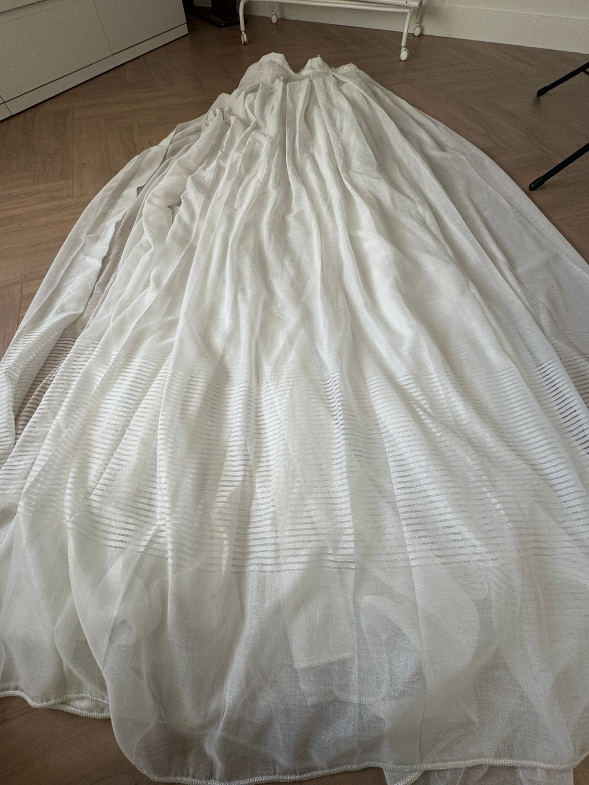 Gebroken witte vitrage met glans - 460x230 cm, Vitrage, Ophalen of Verzenden, Crème, Lichtdoorlatend