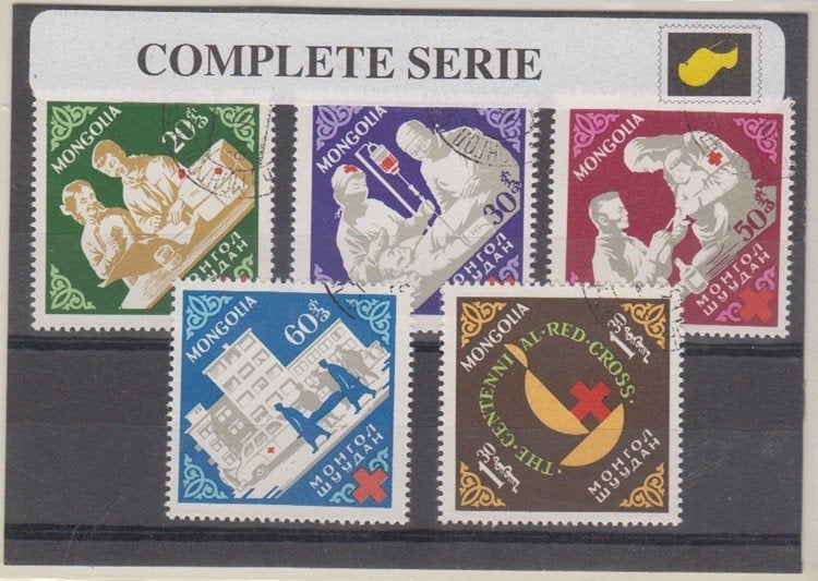 Rode Kruis complete serie Mongolië gestempeld, Ophalen of Verzenden, Gestempeld, Overige thema's