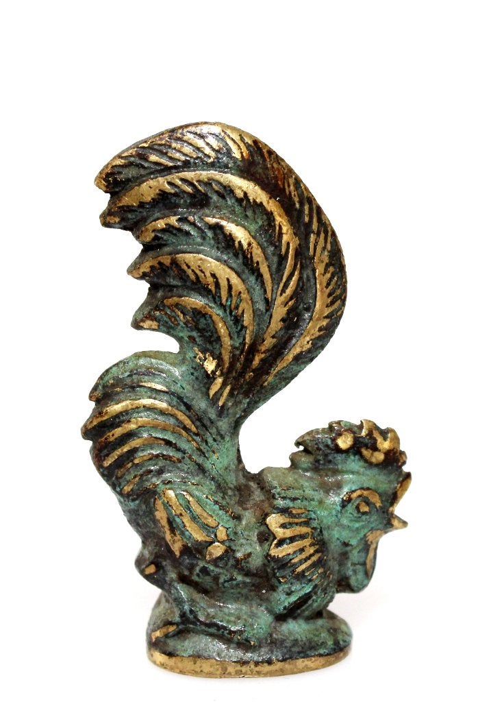 Schitterend Bronzen Beeldje Kraaiende Haan Frankrijk, Ophalen of Verzenden, Zo goed als nieuw, Dier