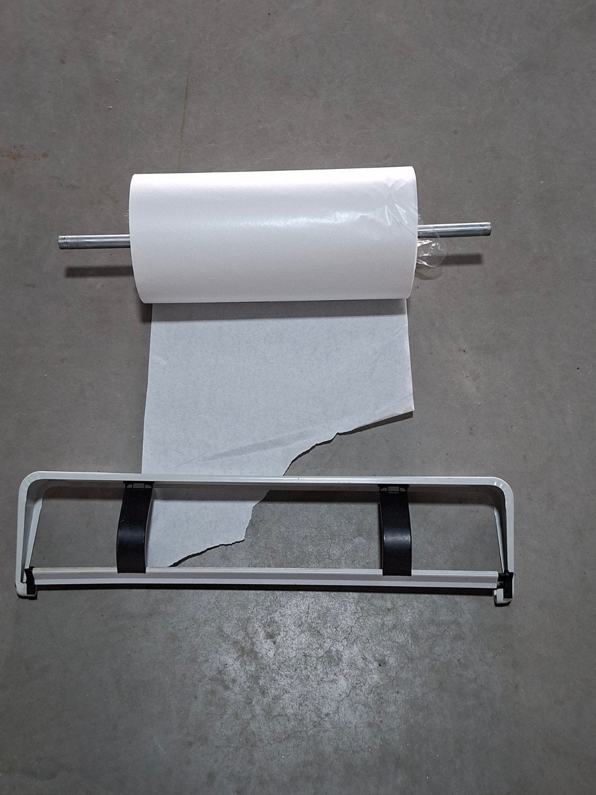 rolhouder hangend met mes voor papier en folie, Ophalen, Metaal, Wit, Overige merken