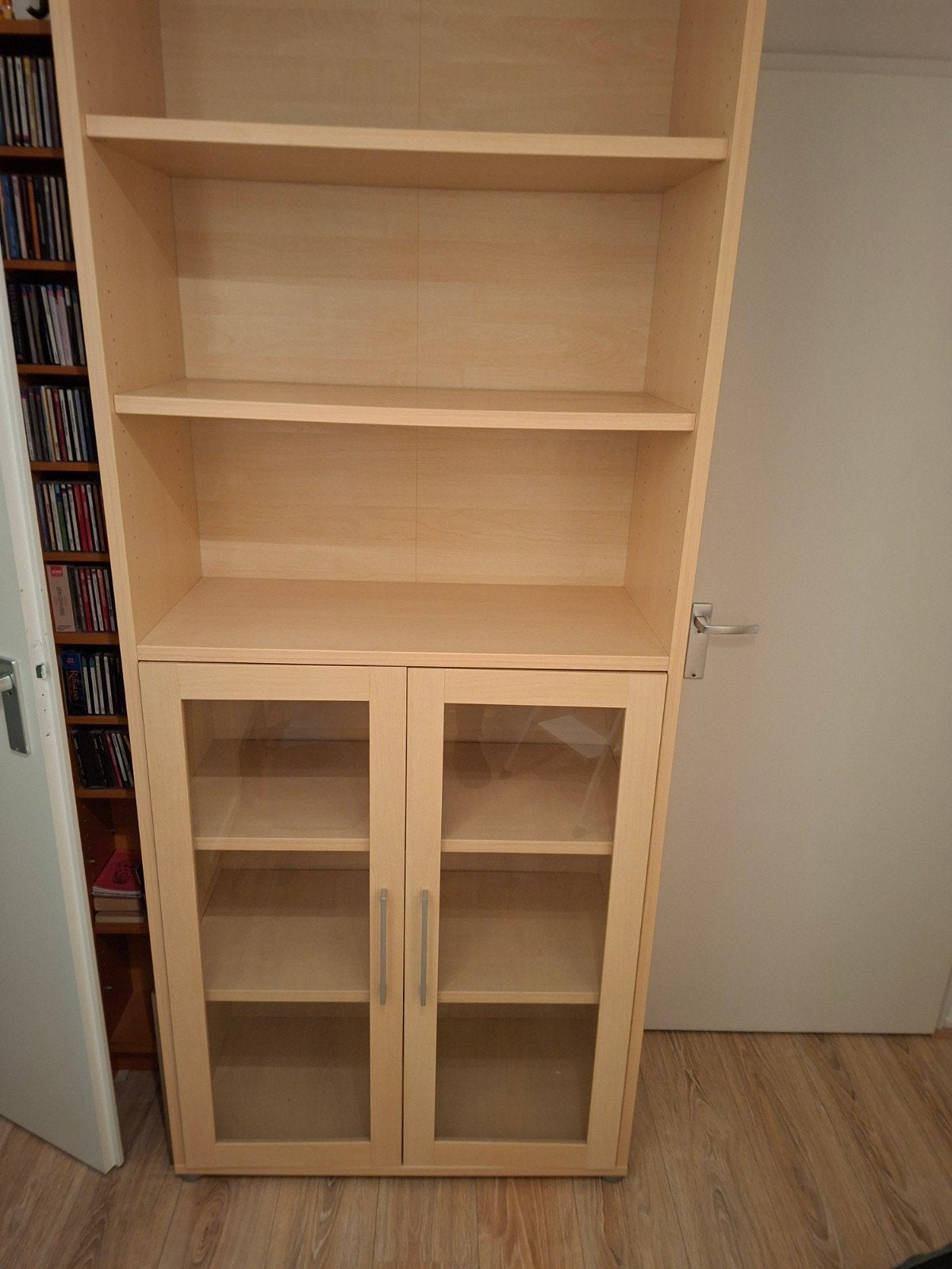 boekenkast licht beuken 222 cm hoog  90 cm breed, 40 cm diep, Ophalen, Met deur(en), Nieuw, Overige houtsoorten