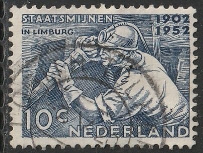 Nederland 1952 582 Mijnwerker, Gest Lobith-Tolkamer, Ophalen of Verzenden, Na 1940, Gestempeld