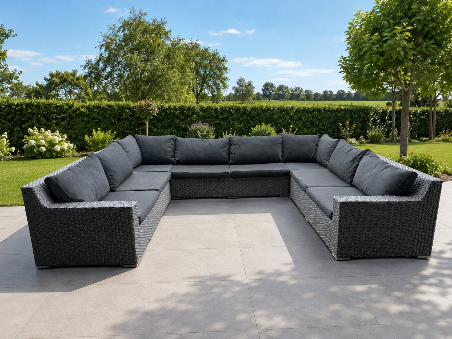 ☀️☀️MEGA XXL Loungeset Tuinset U vormig 300x380x300cm☀️☀️, Ophalen of Verzenden, Zo goed als nieuw, Wicker