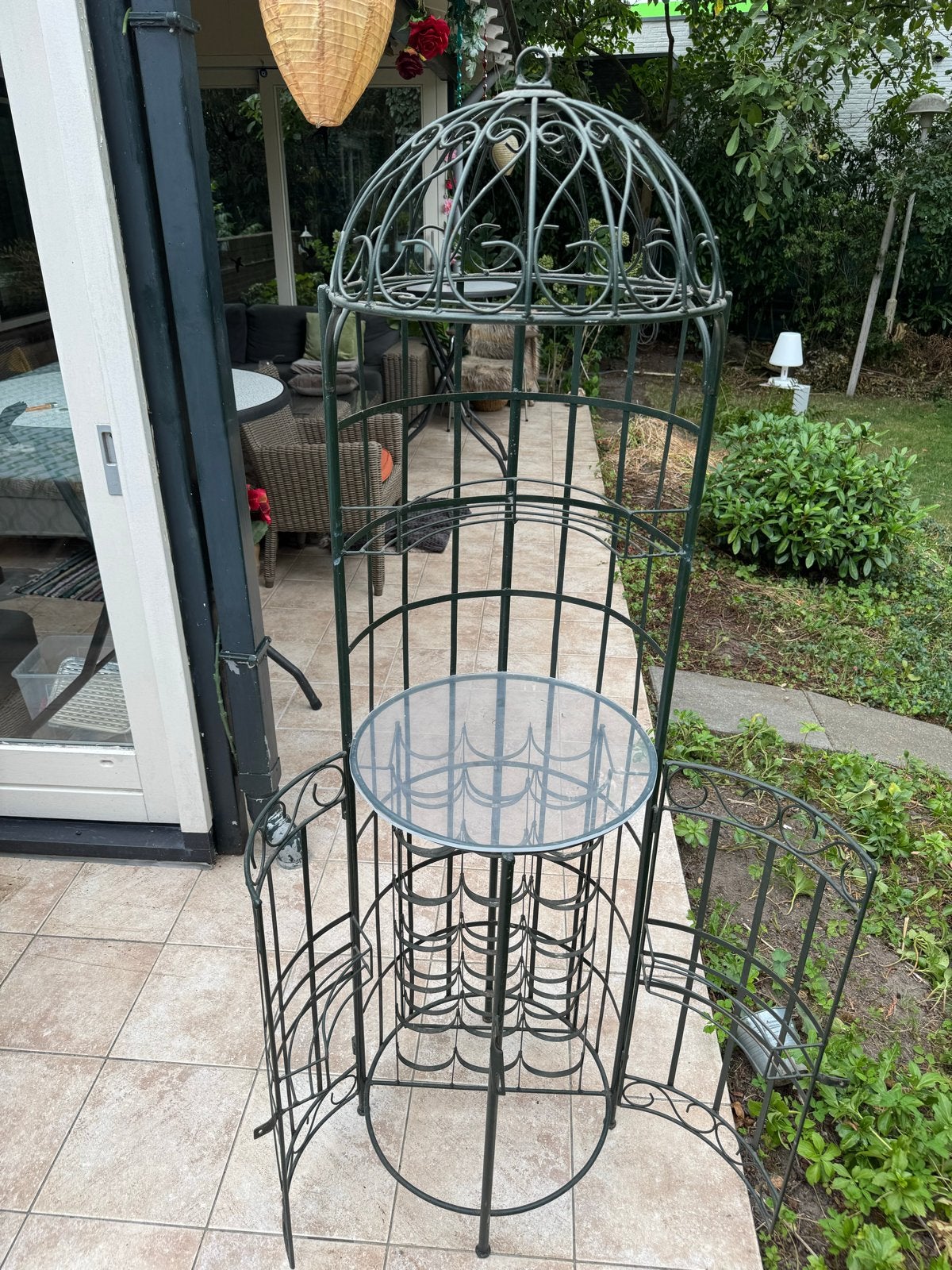 Prachtig rond drankrek van smeedijzer, 170 cm hoog, Ophalen, Gebruikt, Metaal, 25 flessen of meer