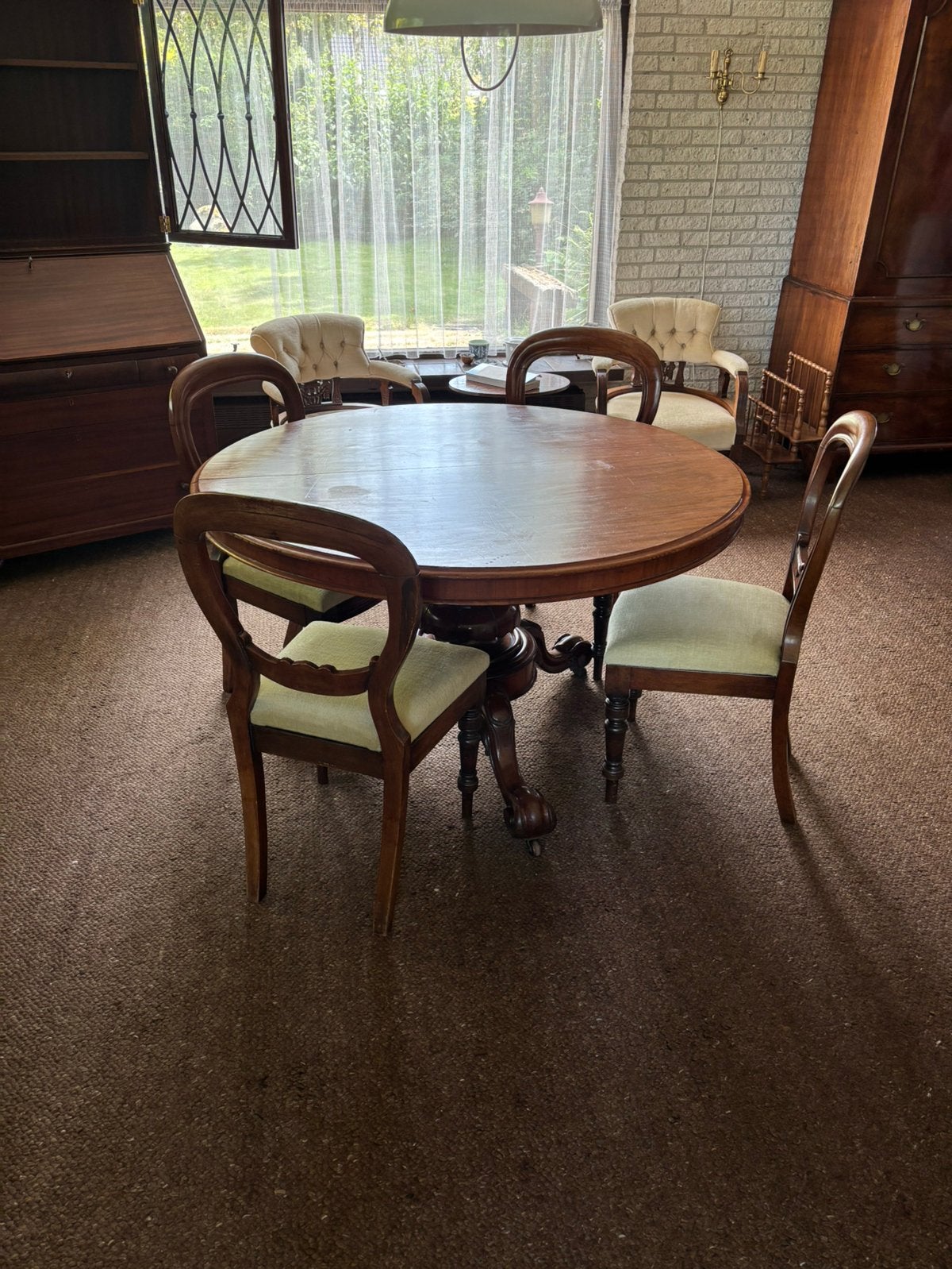 Antieke eethoek met 4 stoelen, Ophalen