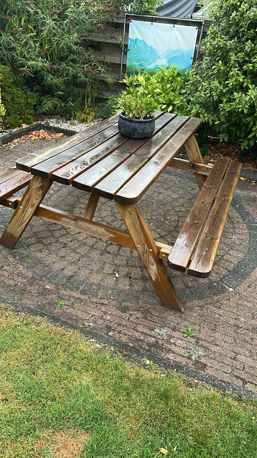 Picknicktafel, Tuin en Terras, Picknicktafels, Ophalen, Gebruikt, Rechthoekig, Hout