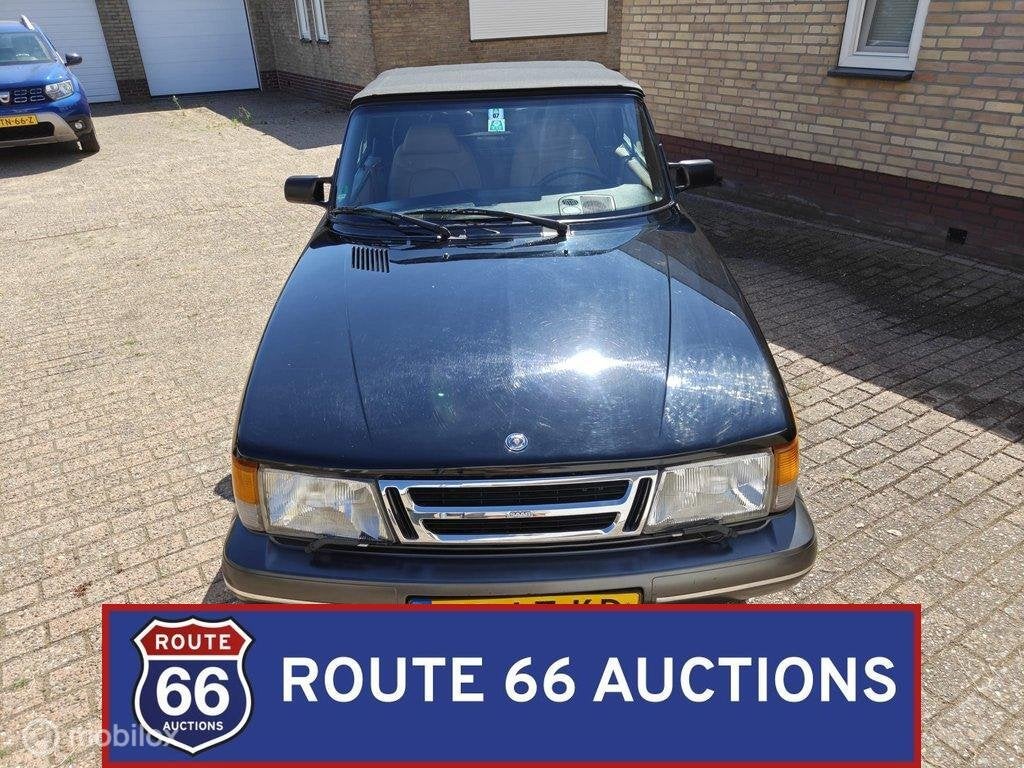 Saab 900 Turbo 16S Cabriolet | 1993 | Route 66 Auctions, Auto's, Overige carrosserieën, Zwart, Bedrijf, Handgeschakeld