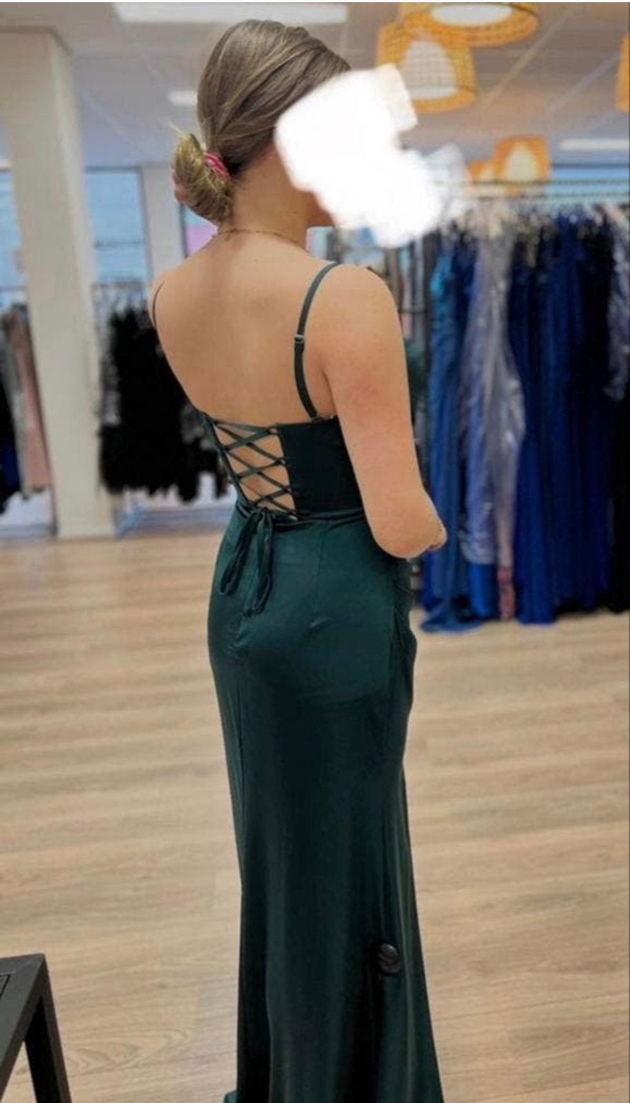 Petrol Groene Satijnen Galajurk met Hoge Split, Watervalhals, Kleding | Dames, Gelegenheidskleding, Maat 38/40 (M), Galajurk, Ophalen of Verzenden