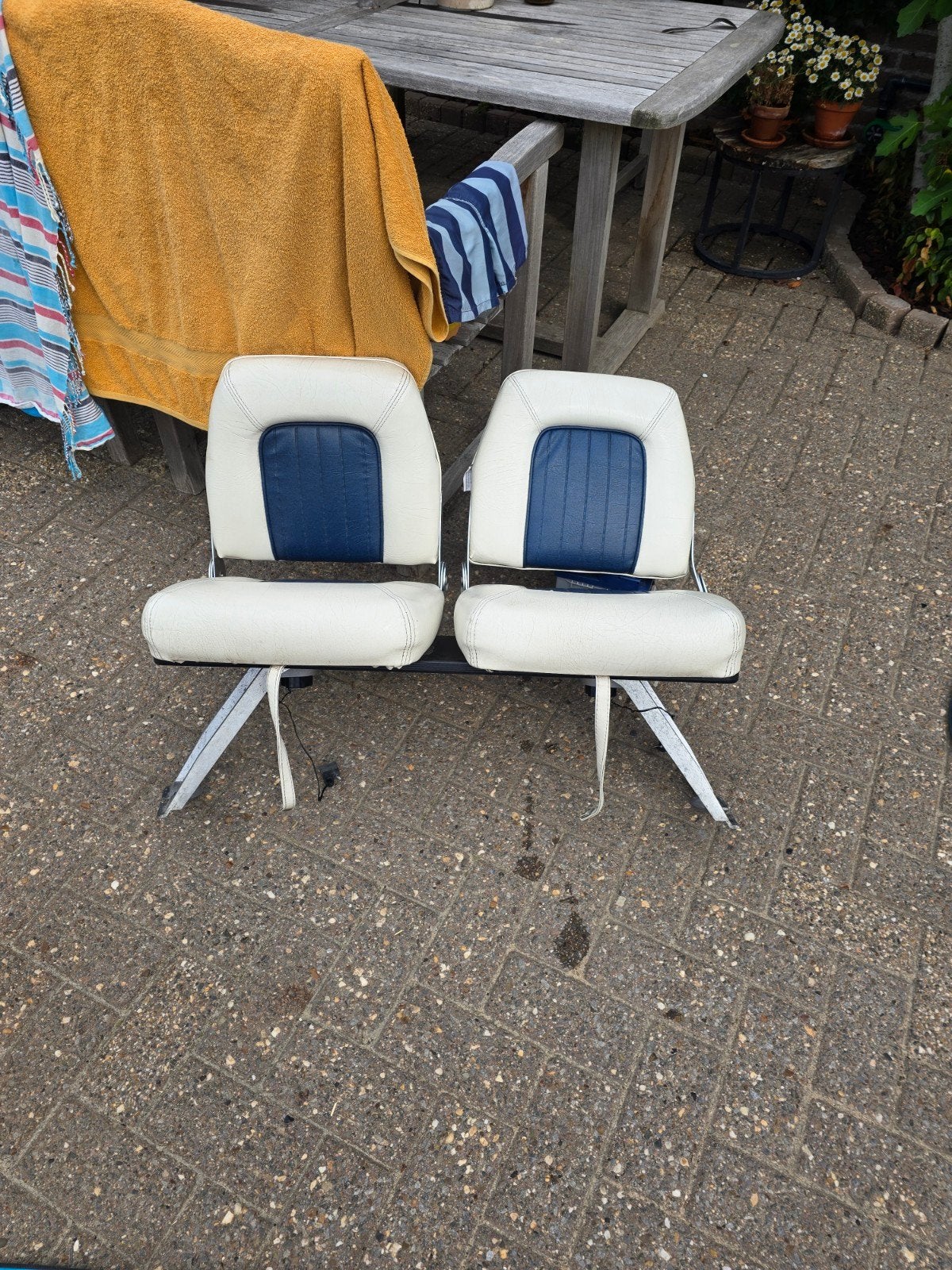 Bootstoelen set - Wit/Blauw, Watersport en Boten, Accessoires en Onderhoud, Ophalen, Gebruikt, Overige typen