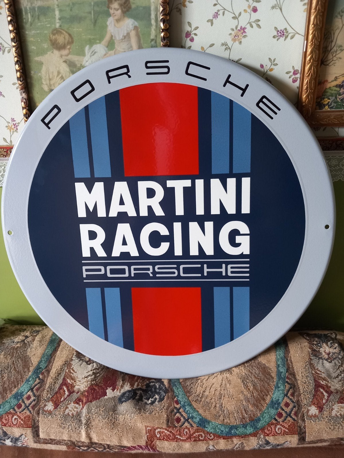 Super mooi groot emaile bord  45cm  rond  Martini  Racing  P, Ophalen of Verzenden, Zo goed als nieuw, Reclamebord