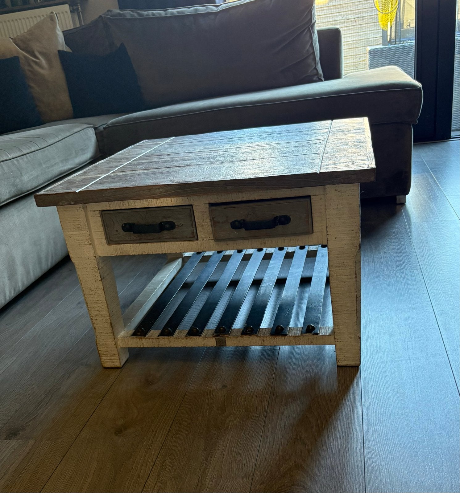 Riviera Maison Salontafel met Lades en Opbergrek, Huis en Inrichting, Tafels | Salontafels, Gebruikt, Minder dan 50 cm, 50 tot 100 cm