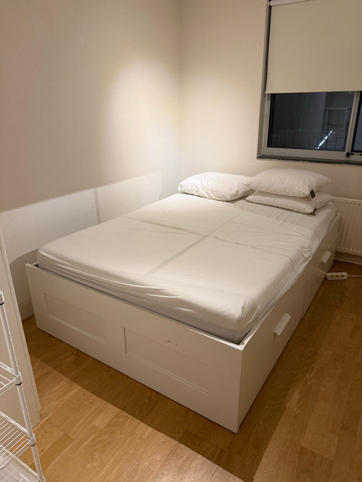 Tweepersoonsbed met opberglades - Wit, Huis en Inrichting, Slaapkamer | Bedden, Gebruikt, Wit, Tweepersoons, 200 cm
