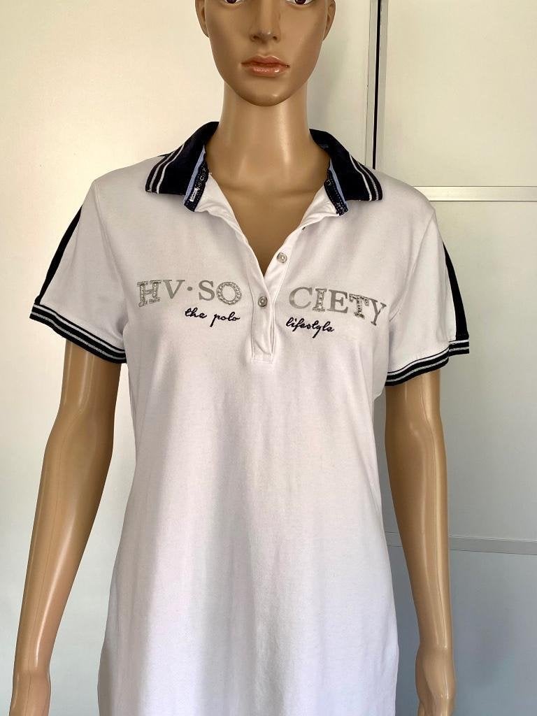 J318 HV Society maat 36/38=S/M polo-jurk jurkje wit/d-blauw, Blauw, HV Society, Ophalen of Verzenden, Zo goed als nieuw