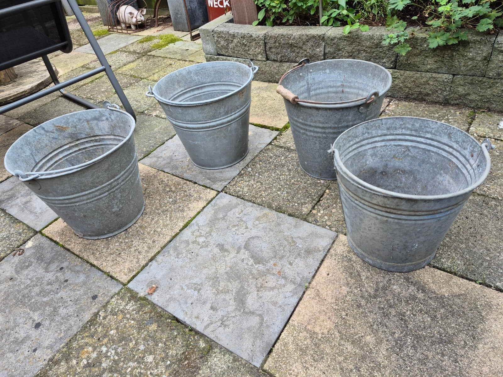 zinken  emmers  4x, Ophalen, Rond, Metaal, Minder dan 30 cm