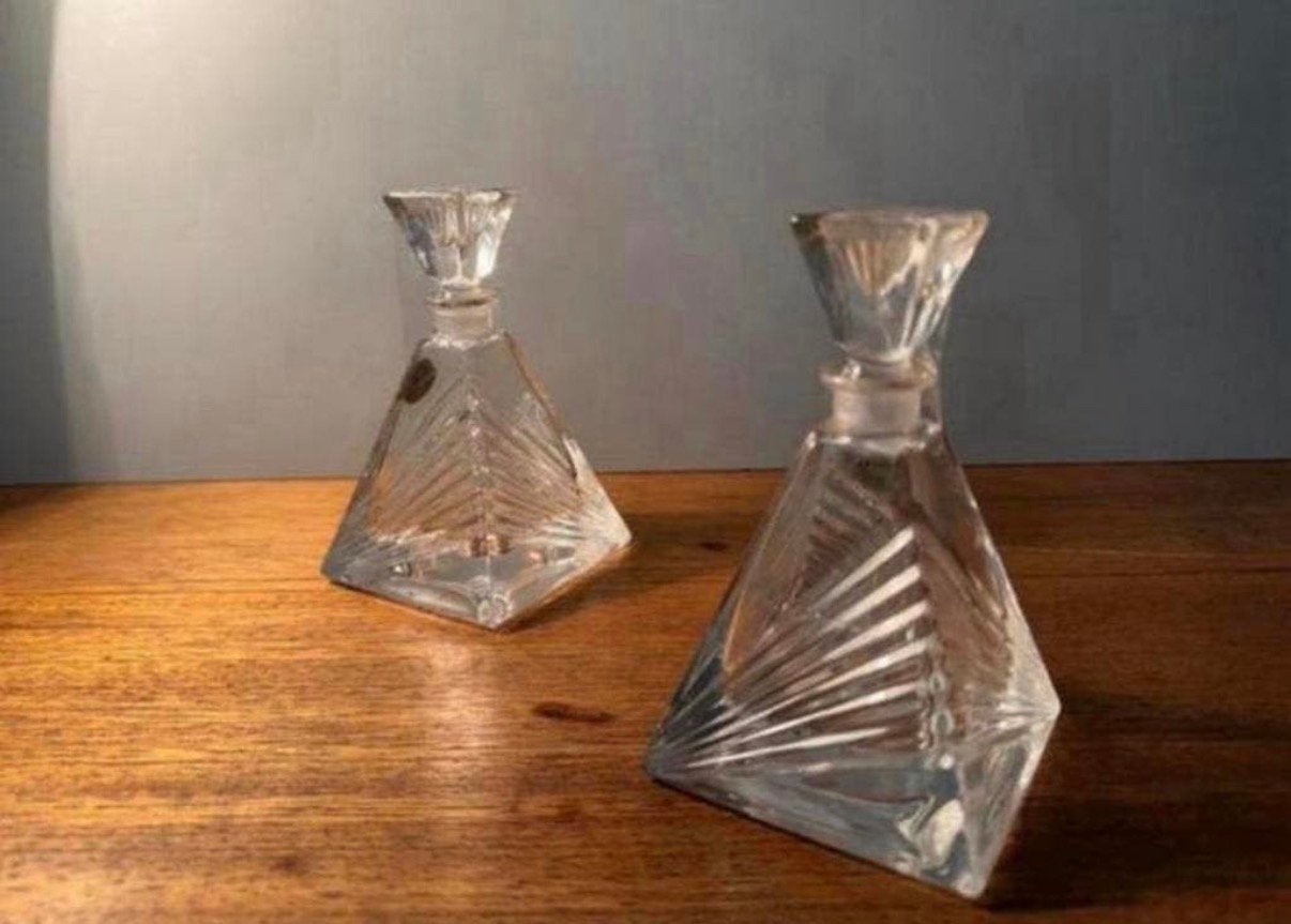 Vintage 2 kristallen parfum flacons Bari.632, Antiek en Kunst, Antiek | Glas en Kristal, Ophalen of Verzenden