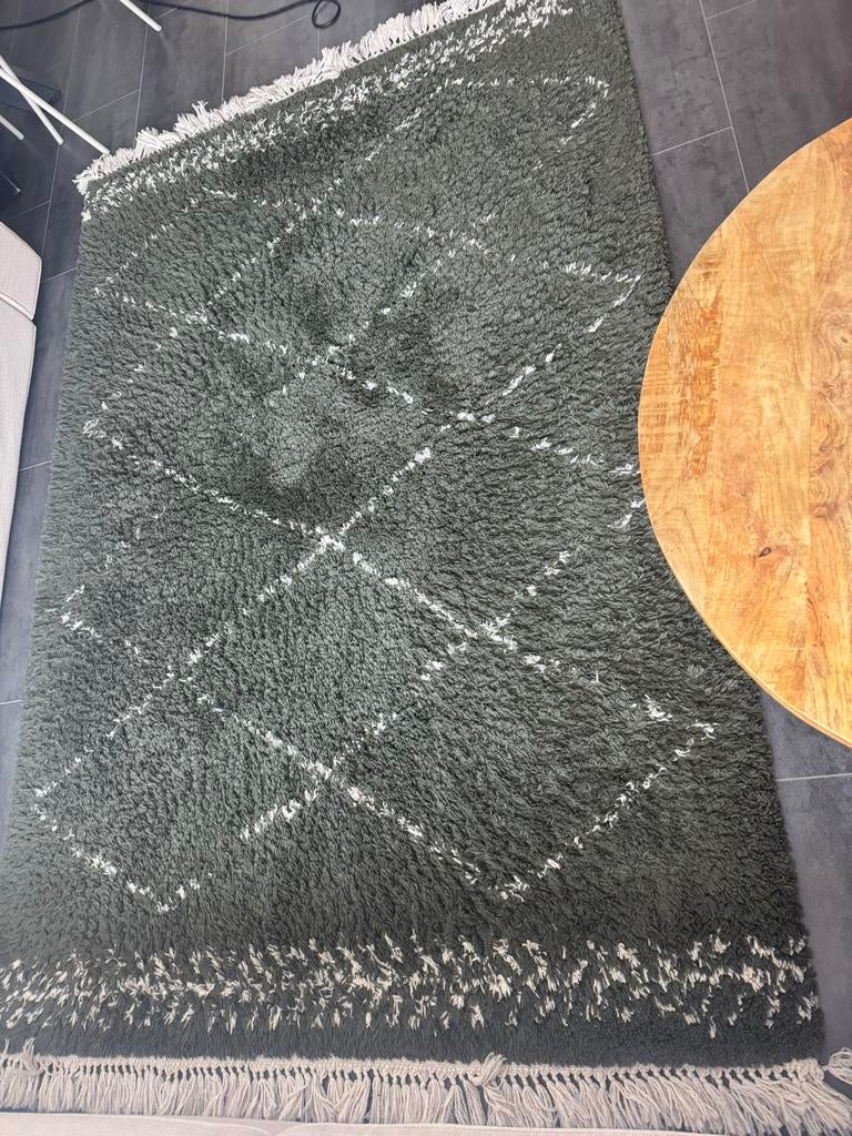 Groen hoogpolig vloerkleed 160x230, Ophalen, Gebruikt, 150 tot 200 cm, 200 cm of meer