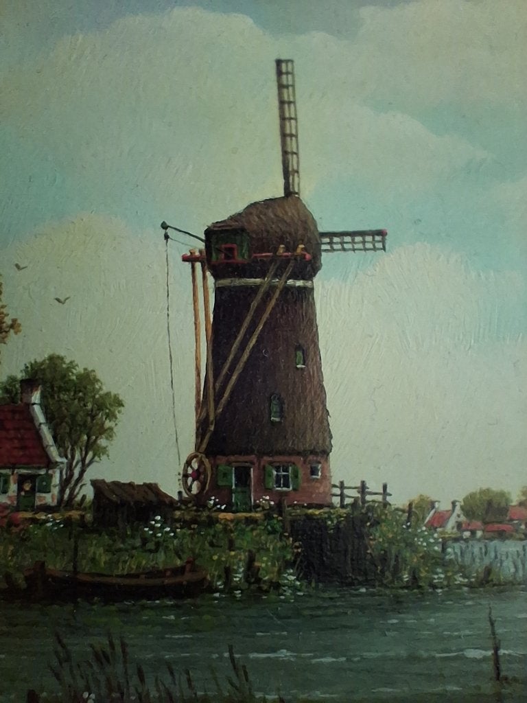 Schilderij fijnschilderkunst miniatuur Landschap gesigneerd, Paneel, Verzenden, Oud hollands, Olieverf