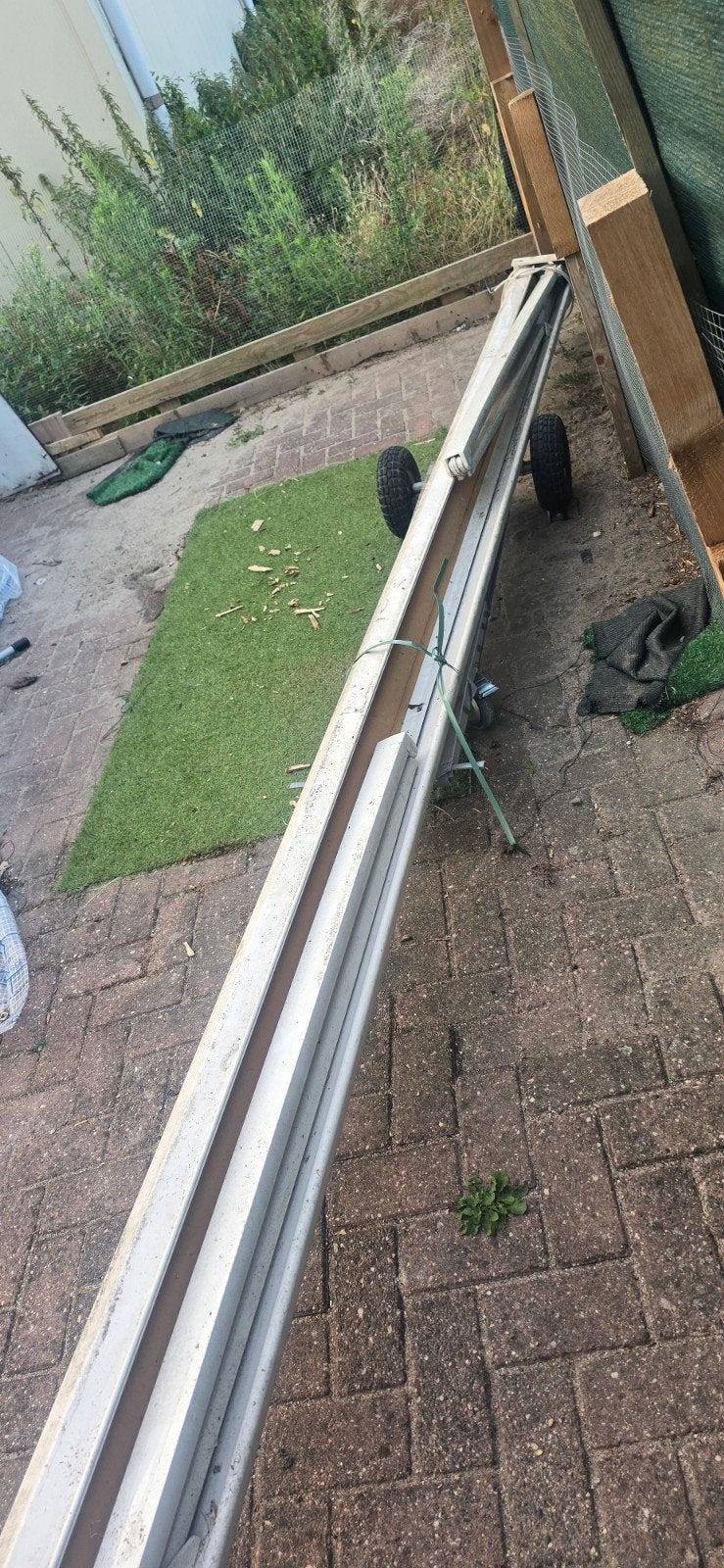 Gebruikt knikarmscherm - breedte 450 cm of meer, Tuin en Terras, Zonneschermen, Ophalen of Verzenden