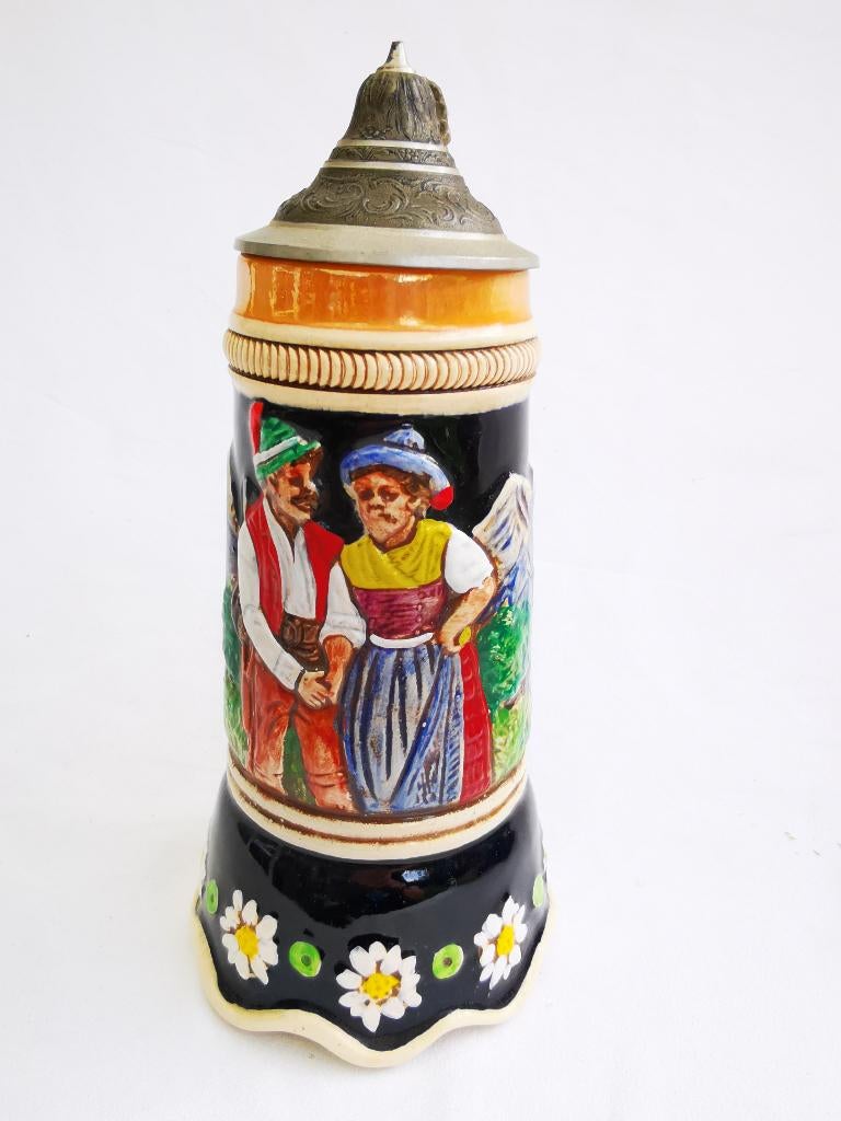 vintage Swiss speeldoos Muziekdoos Mapsa bierpul Edelweiss, Antiek en Kunst, Antiek | Speelgoed, Ophalen of Verzenden