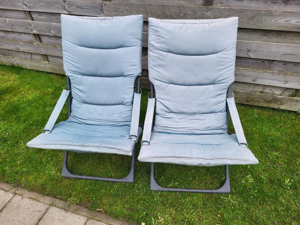 Leen Bakker tuinstoelen met kussens - 2 stuks, Tuin en Terras, Ophalen, Gebruikt, Metaal, Verstelbaar