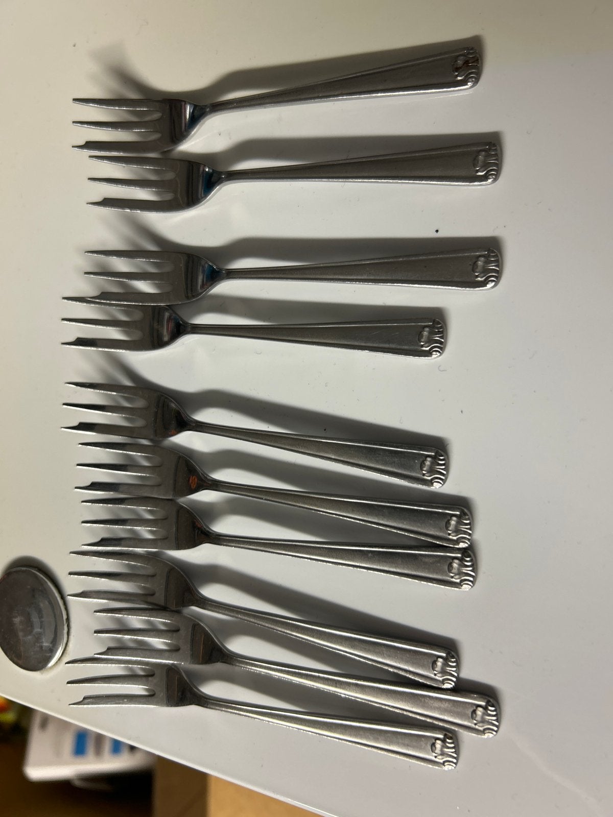 Set van 10 kleine gebak Vorken - Roestvrij Staal, Ophalen of Verzenden