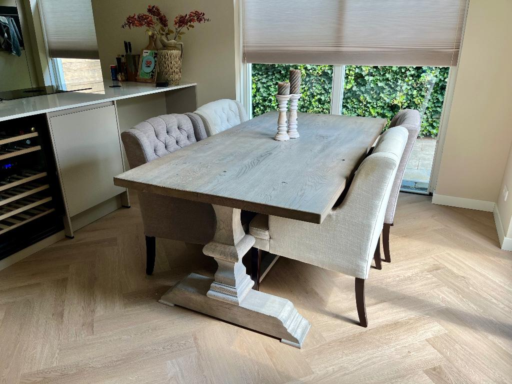 Kloostertafel (met vier gratis stoelen), Huis en Inrichting, Tafels | Eettafels, Ophalen, 100 tot 150 cm, Eikenhout, 200 cm of meer