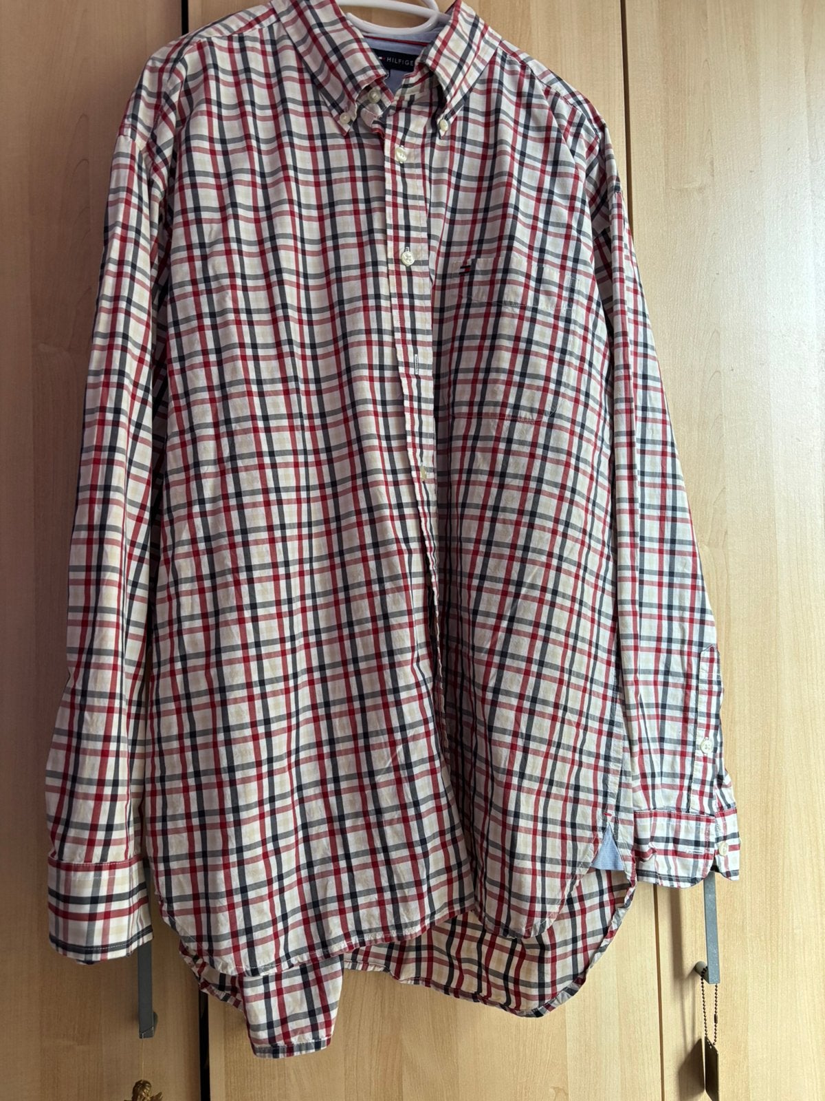 Tommy Hilfiger heren overhemd gekleurd maat xl, Ophalen of Verzenden, Zo goed als nieuw, Blauw, Halswijdte 43/44 (XL)
