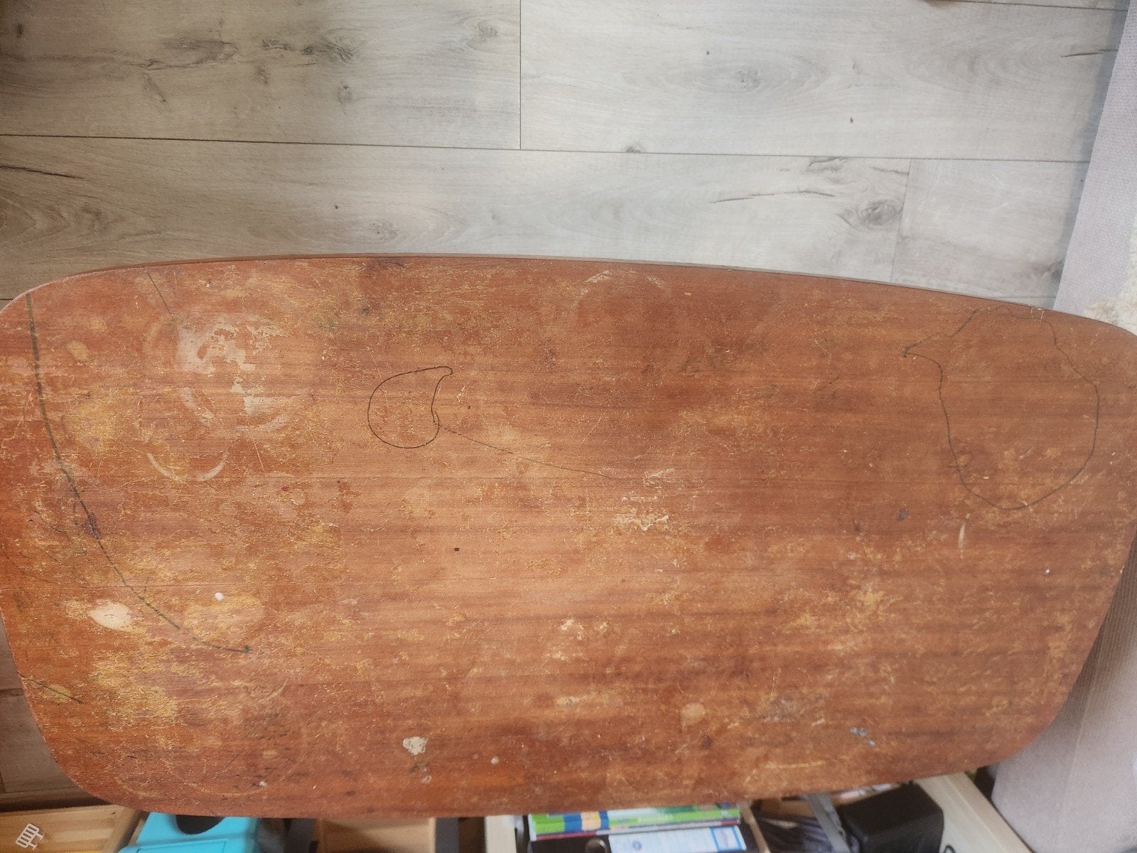 Vintage houten salontafel - opknapper, Ophalen, 50 – 75, Gebruikt, 100 tot 150 cm