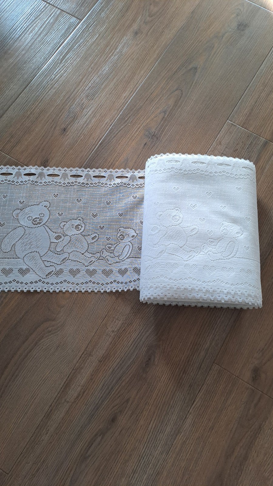 Nieuwe rol vitrage met beertjesmotief - 25m x 28.5cm, Vitrage, Overige merken, Wit, Nieuw