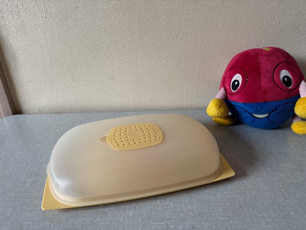 Z.G.A.N. platte kaasdoos - kaas bak van TUPPERWARE, Bewaardoos, Geel, Ophalen of Verzenden, Zo goed als nieuw