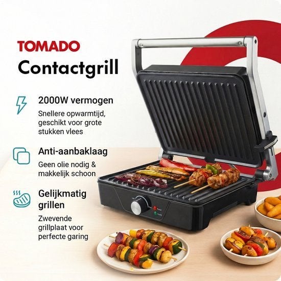 Tomado TGC4001S - XXL contactgrill - Tosti apparaat 30x24 cm, Verzenden, Nieuw