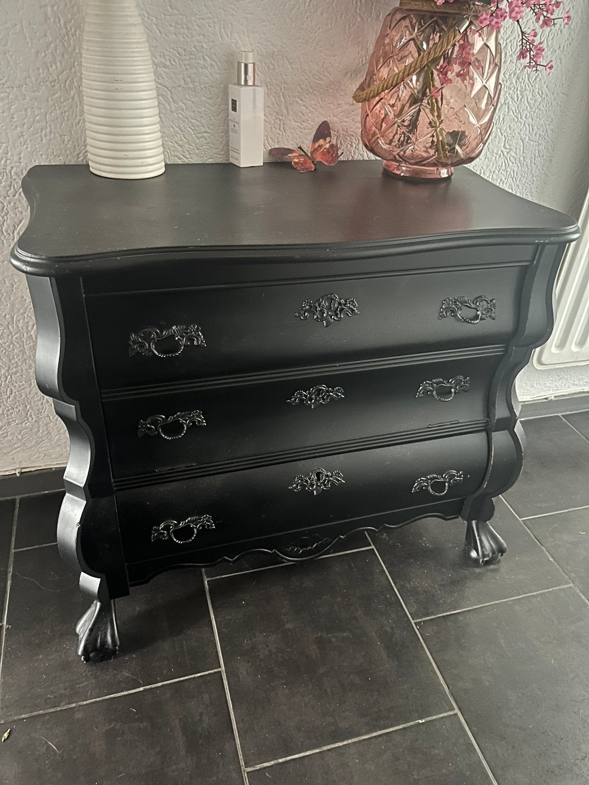 Leuke brocante kastje met la en klep met plankje, Ophalen, 1 of 2 laden, 50 tot 100 cm, Zo goed als nieuw