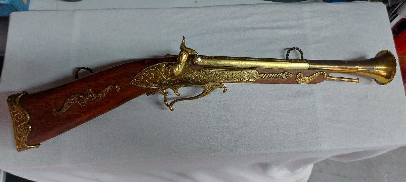 Decoratief Musket Geweer - Hout en Messing, Antiek en Kunst, Ophalen of Verzenden