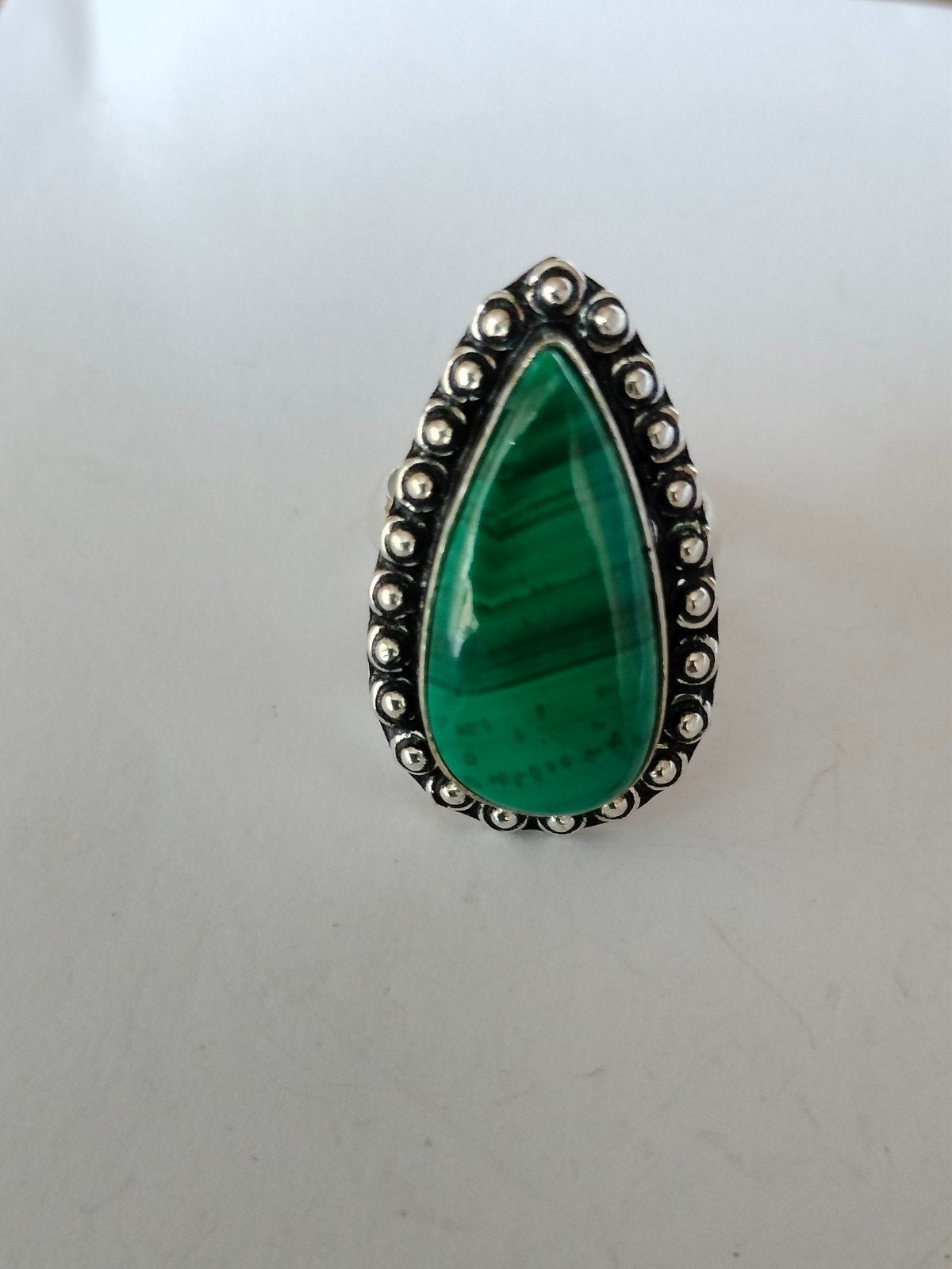 zilveren ring met malachiet maat 17, Verzenden, Nieuw, 17 tot 18, Met edelsteen
