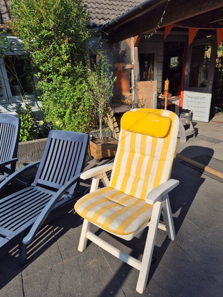 Gratis stevige Hartman tuinstoel, verstelbaar, Tuin en Terras, Ophalen, Gebruikt, Kunststof, Verstelbaar