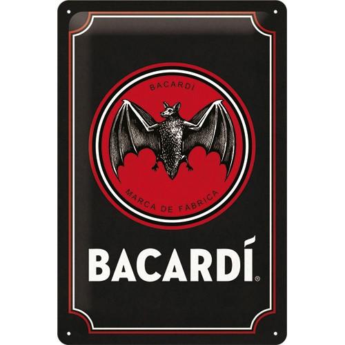 Bacardi logo zwart rood relief reclamebord van metaal deco, Reclamebord, Info@deconoord.nl, Deco Noord, Nieuw