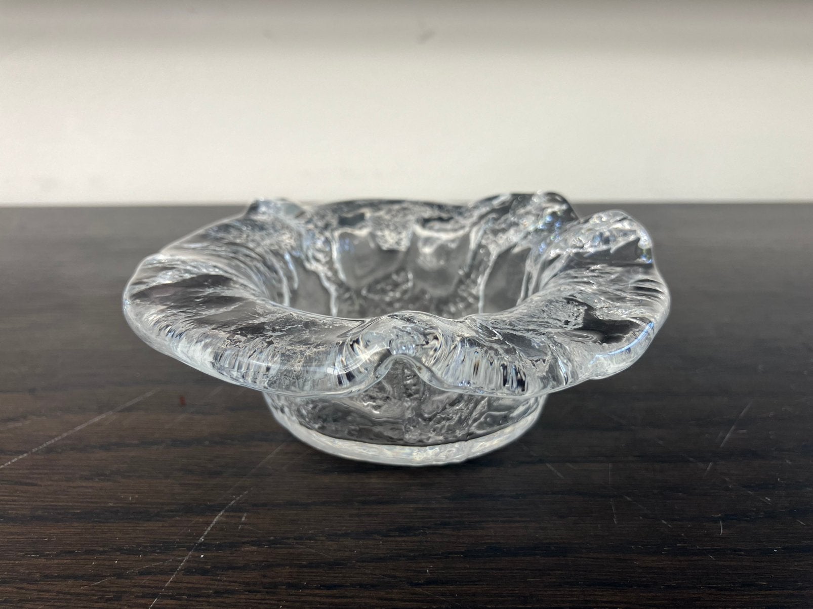 Vintage ice glass waxinelichthouder, Ophalen of Verzenden, Waxinelichthouder