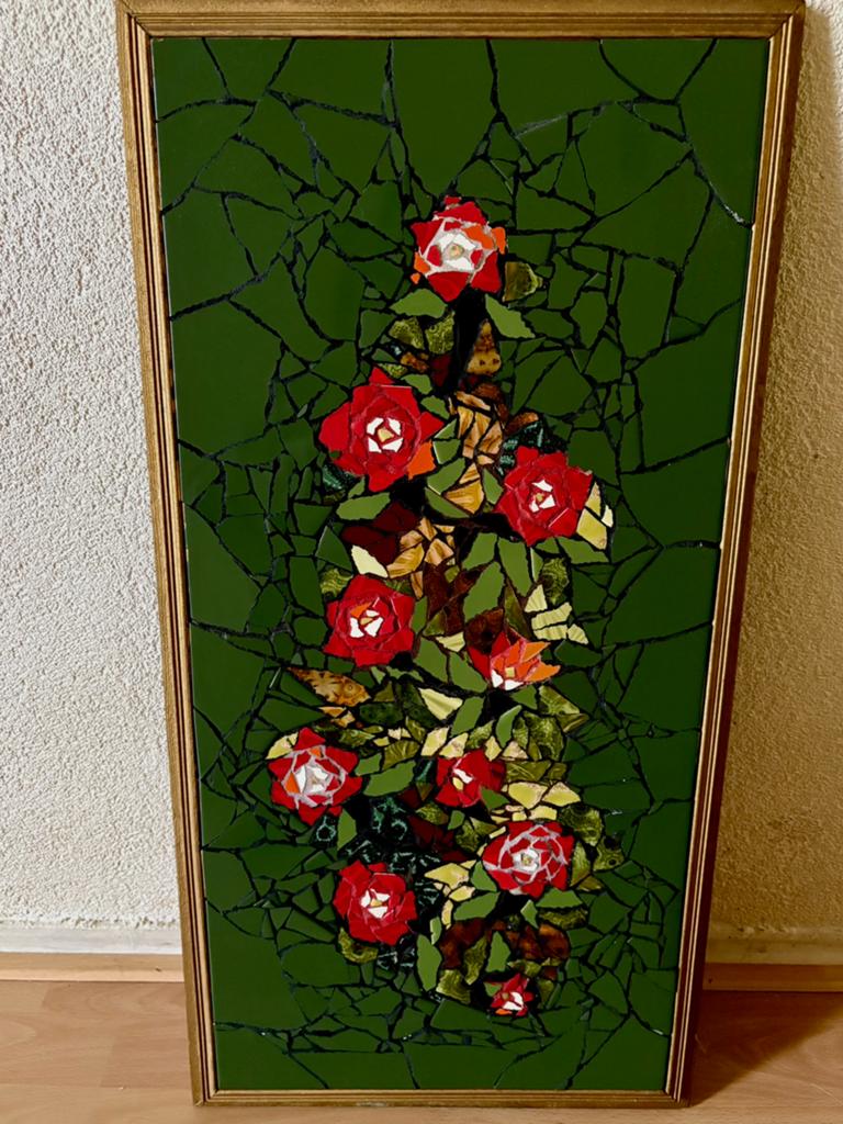 Mozaïek bloemen Schilderij, Ophalen, Zo goed als nieuw, Schilderij, Minder dan 50 cm