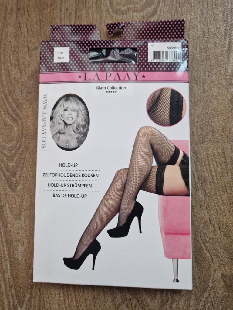 Zelfophoudende kousen hold up zwart in maat L/XL, Zwart, Nieuw, Ophalen of Verzenden, Maat 44/46 (L)