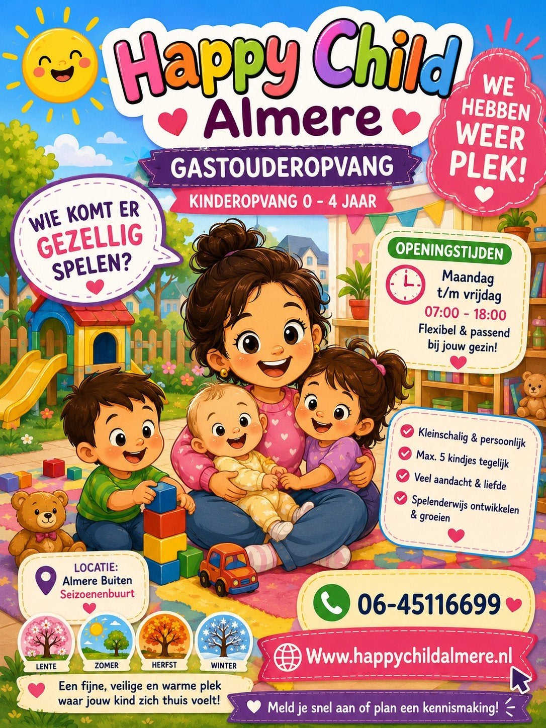 Gastouderopvang Happy Child Almere heeft weer plek, Diensten en Vakmensen, Oppas en Kinderopvang