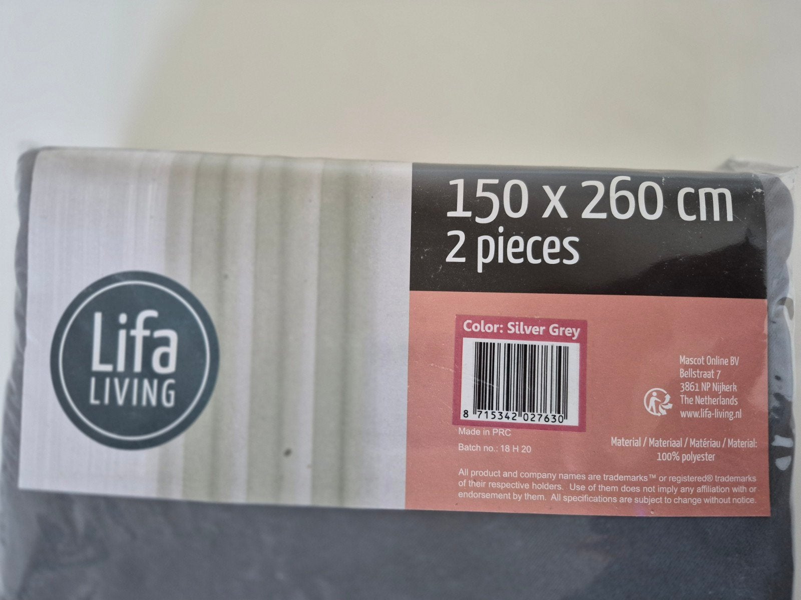 Lifa Living Verduisteringsgordijn Zilver Grijs 150x260 cm, LIFA Living, Grijs, Nieuw, Ophalen of Verzenden