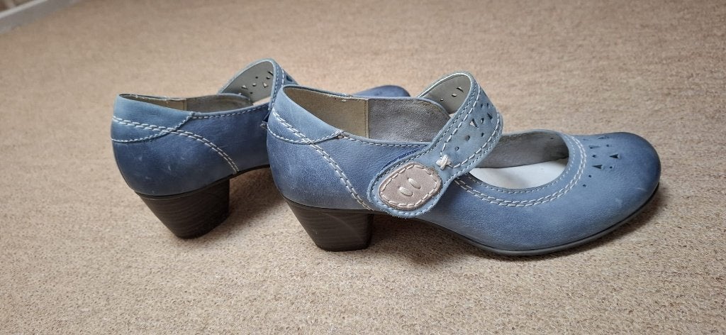 Feijn schoenen met hakje, Schoenen met lage hakken, Blauw, Ophalen of Verzenden, Zo goed als nieuw