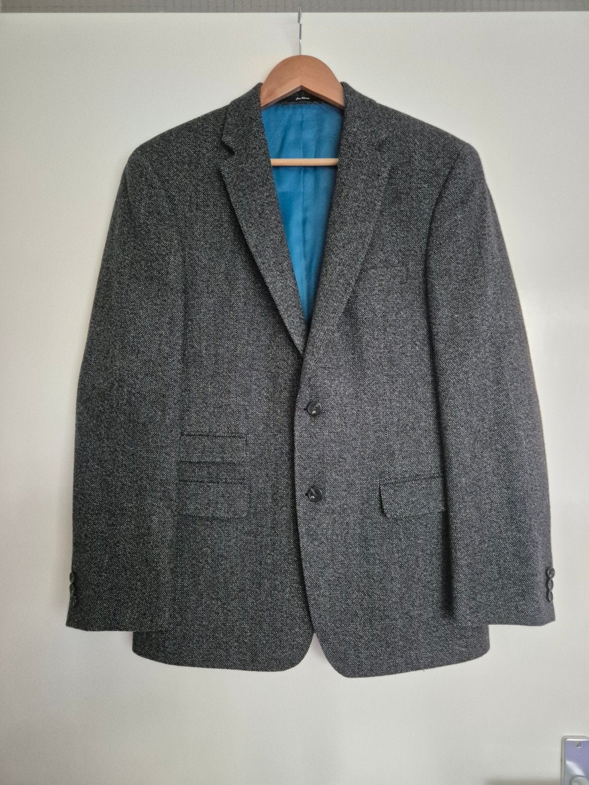 Wol en zijden blazer | Maat 48 | Vintage | Frans Molenaar, Kleding | Heren, Ophalen of Verzenden, Zo goed als nieuw, Grijs, Frans Molenaar