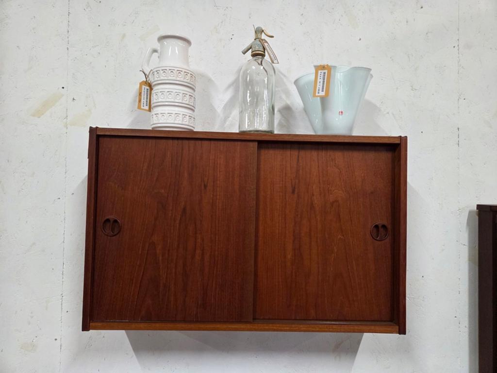 Vintage Mid-Century Deens wandkastje teak, Huis en Inrichting, Kasten | Overige, Ophalen, Gebruikt, X, X