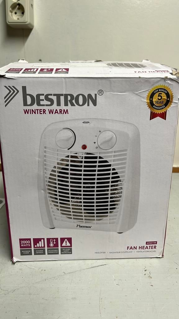 Ventilatorkachel winter warm Merk Bestron kleur ivoor wit, Doe-het-zelf en Verbouw, Verwarming en Radiatoren, Ophalen of Verzenden