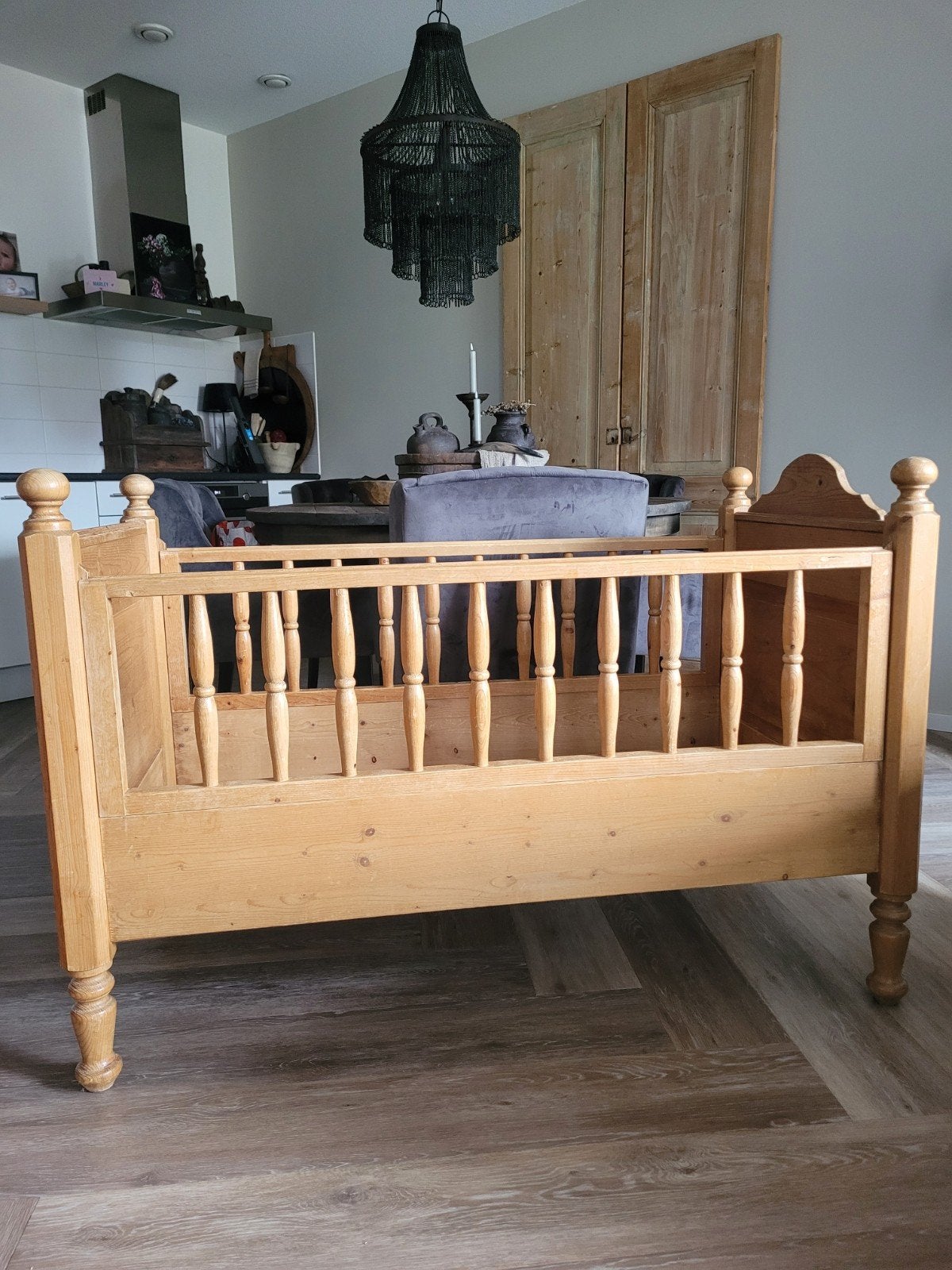 Grenen ledikantje, Kinderen en Baby's, Kinderkamer | Bedden, Ophalen, Gebruikt, Minder dan 140 cm, Minder dan 70 cm