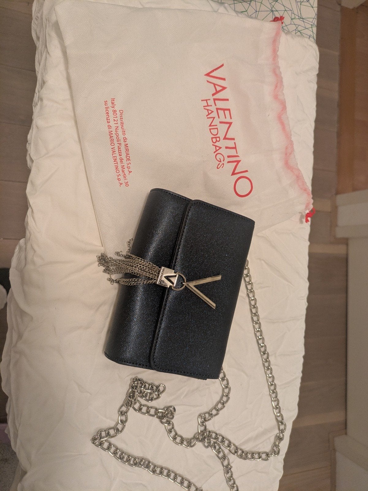Valentino Handtas Royal Blauw met Glanzende Afwerking, Ophalen of Verzenden, Zo goed als nieuw, Blauw, Schoudertasje